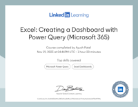 Excel Creating a Dashboard with Power Query (Microsoft 365) certificate