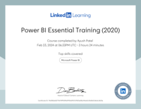 Power BI Essential Training 2020 certificate
